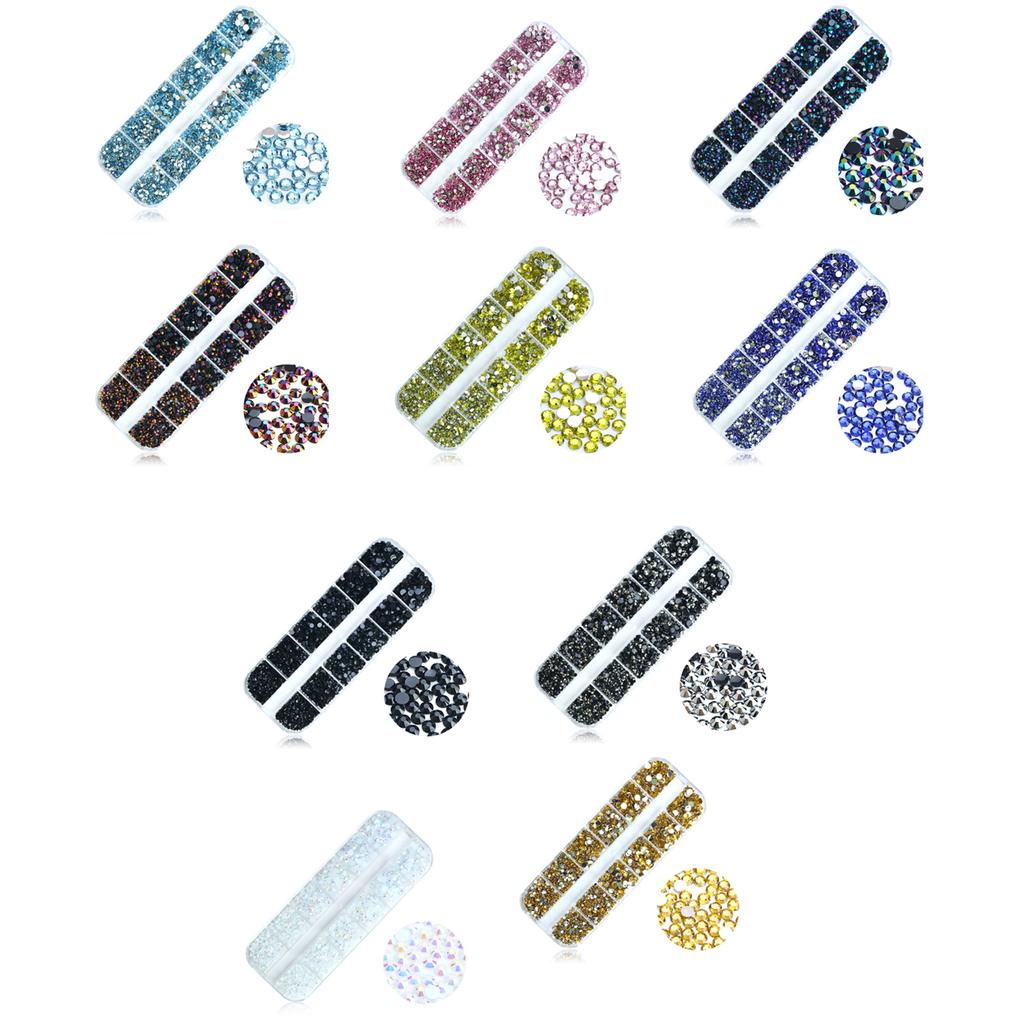 Glänzende Nagel-Strasssteine, runde Strasssteine mit flacher Rückseite, für DIY-Schmuck, Basteln, Nagelkunst-Dekorationen