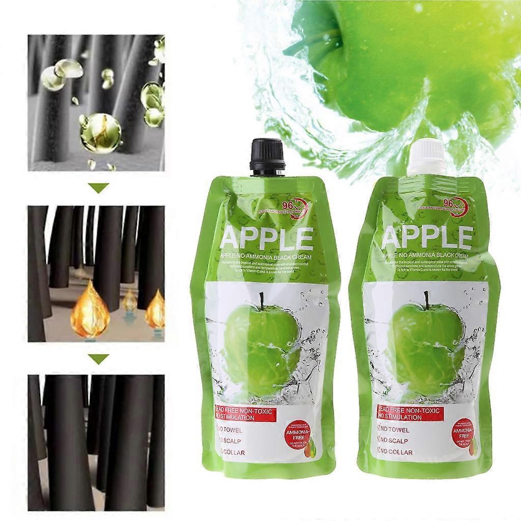 2Pcs Black Hair Color Cream Semi Permanent Hair Dye Apple Dye Hair Colorants