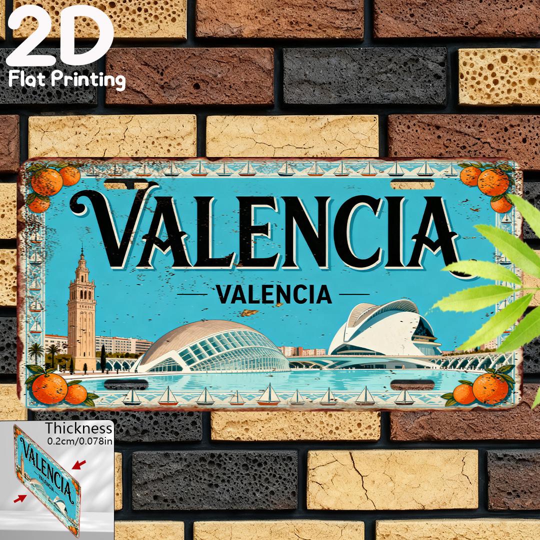 D Flat pcRetro Aluminum Plate Decorative Plaque Statues (inch X inch) Valencia (Valencia Spain) Scenery 15x30cm(5.9x7.8inch)