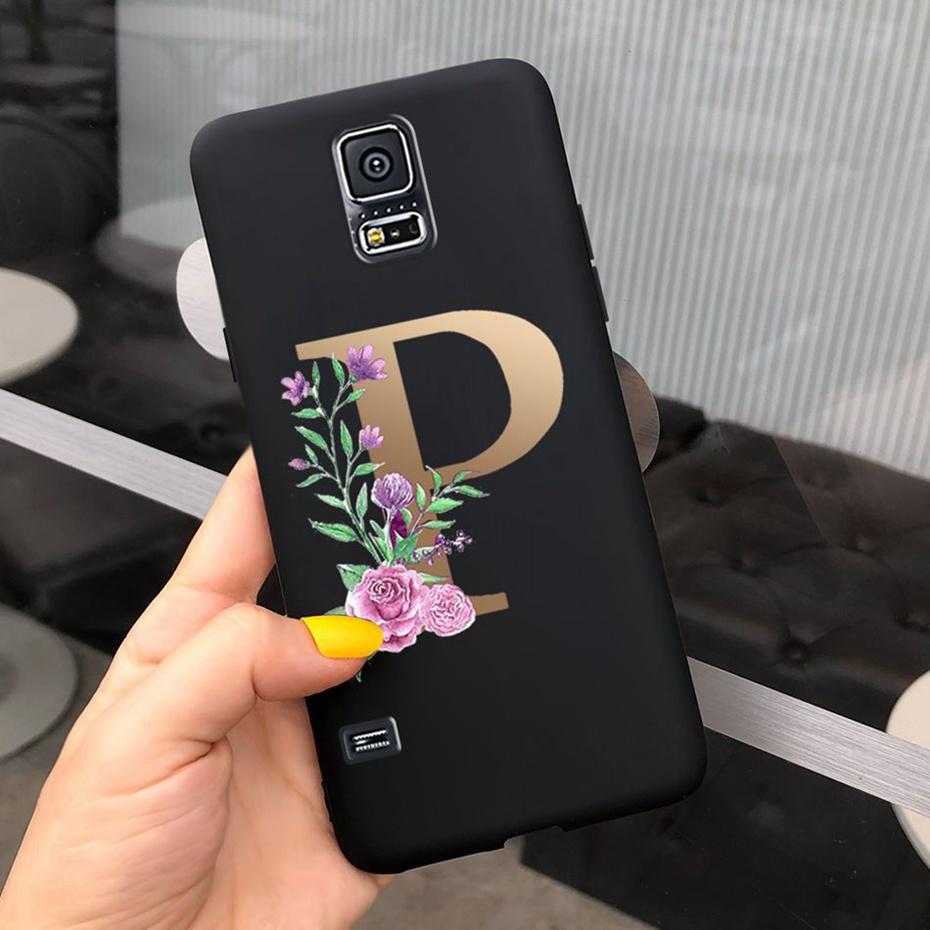 For Samsung Galaxy S5 I9600 Phone Case Flower Initial Alphabet Case For Samsung S5 Neo S 5 G900 G903F SM-G900F Soft Silicon Case