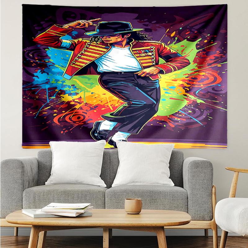 Michael-Jackson Print Tapestry, Backdrop, Easy Setup, Ideal for Bedroom, Office & Living Room, with Aesthetic Wall Hanging Decor.