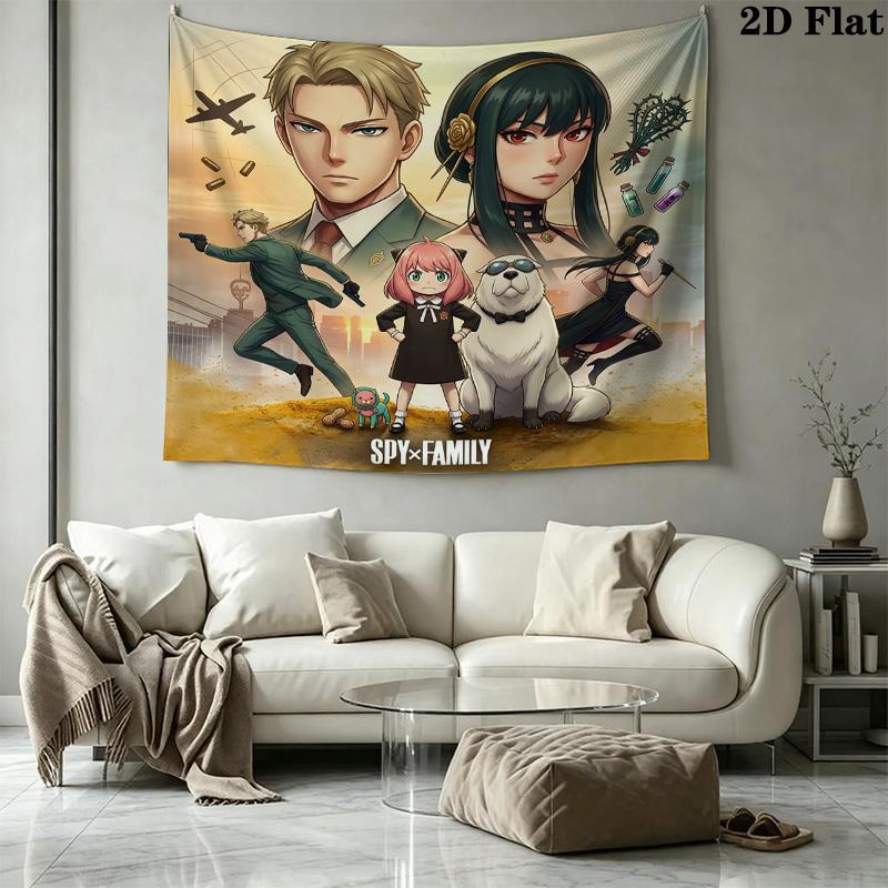 Spy Family Wall Tapestry Aesthetic Wall Hanging Printed Fabric Blanket Decorative Tapestries For Bedroom Living Room Home Decor