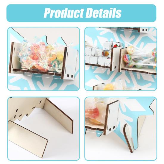Transparent Acrylic Treat Holder Christmas Tree Wooden Candy Display Stand, Drawer Organizer for Desktop Cookie Case Party Dessert Table,