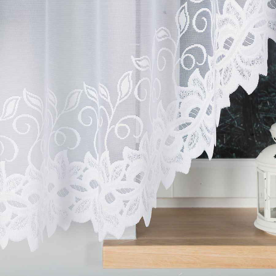 Bastia - Ready-Made Jacquard Curtain With A Cut At The Bottom - 400X160 Cm - White