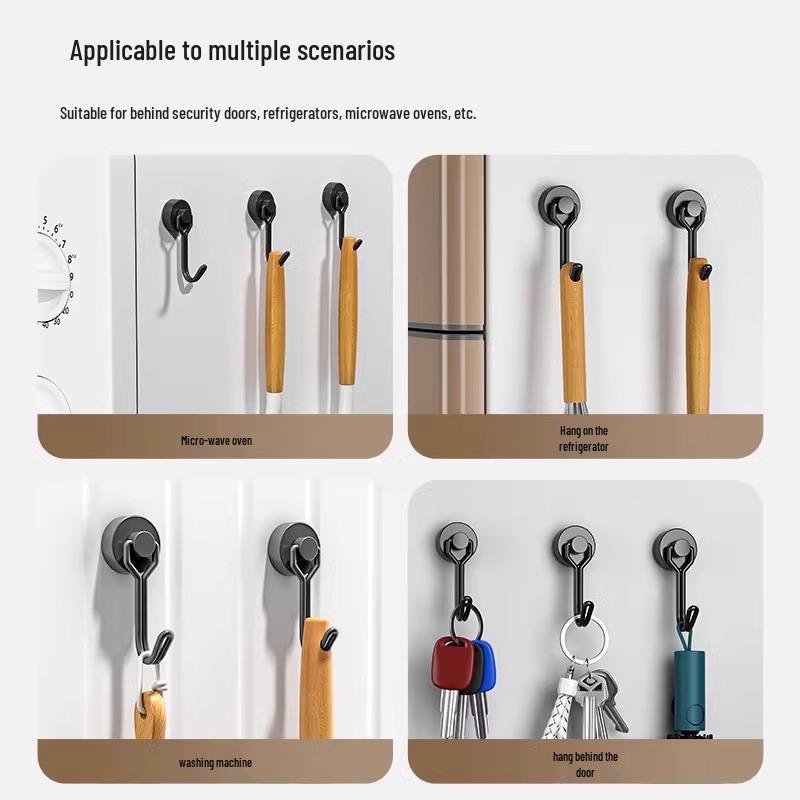Strong Magnetic Hooks: No-Drill, No-Mark Suction Cup Hooks for Kitchen, Bathroom & Doors