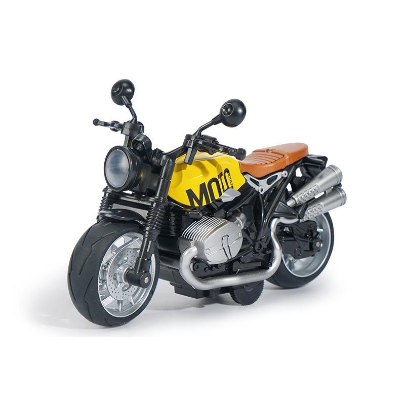 

1/12 Винтажная модель мотоцикла Latte High Simulation Diecasts Toy со звуком и светом инерционные транспортные средства украшения игрушки жёлтый/чёрный