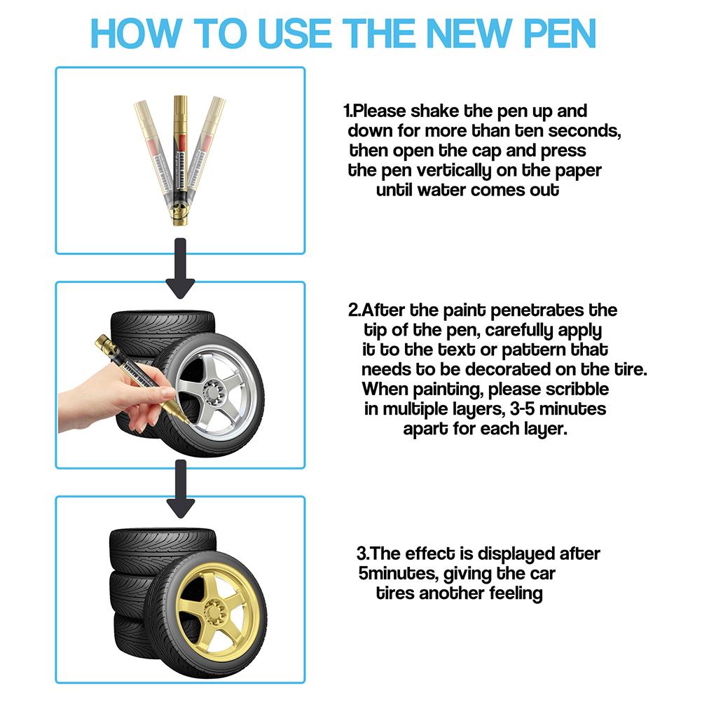 3Pcs Car Repair Paint Scratch Remover Paint Pen High Gloss Liquid Chromium Marker Chrome Marker Pen