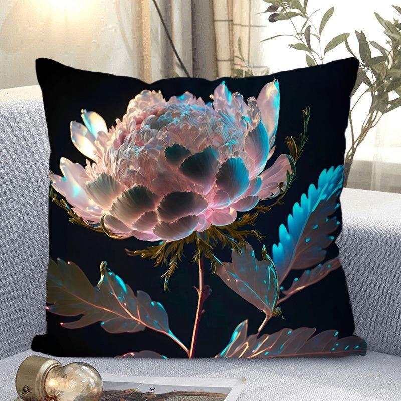 Fantasy Flower Pattern Decorative Pillowcase Living Room Bedroom Square Cushion Pillowcase