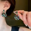 Silver needle with diamonds medieval flower earrings necklace retro high-end collarbone chain niche fashion temperament jewelry