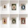 Vintage Aesthetic Nursery Abstract Wall Art Animal Portrait Bunny Print Cute Rabbit Canvas Painting Kids Room Home Decor
