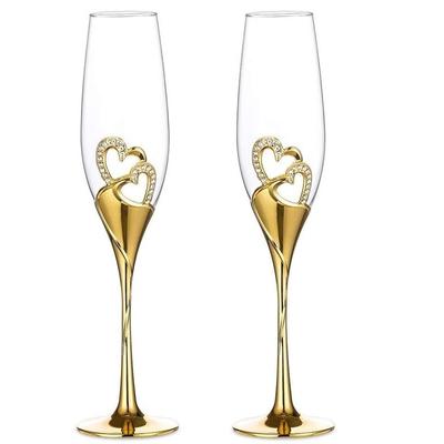 200ml Svadobné Krištáľové Poháre na Šampanské Zlatý Kovový Stojan Flauty Poháre na Víno Pohár Párty Milovníci Valentínsky Darček 1-2ks