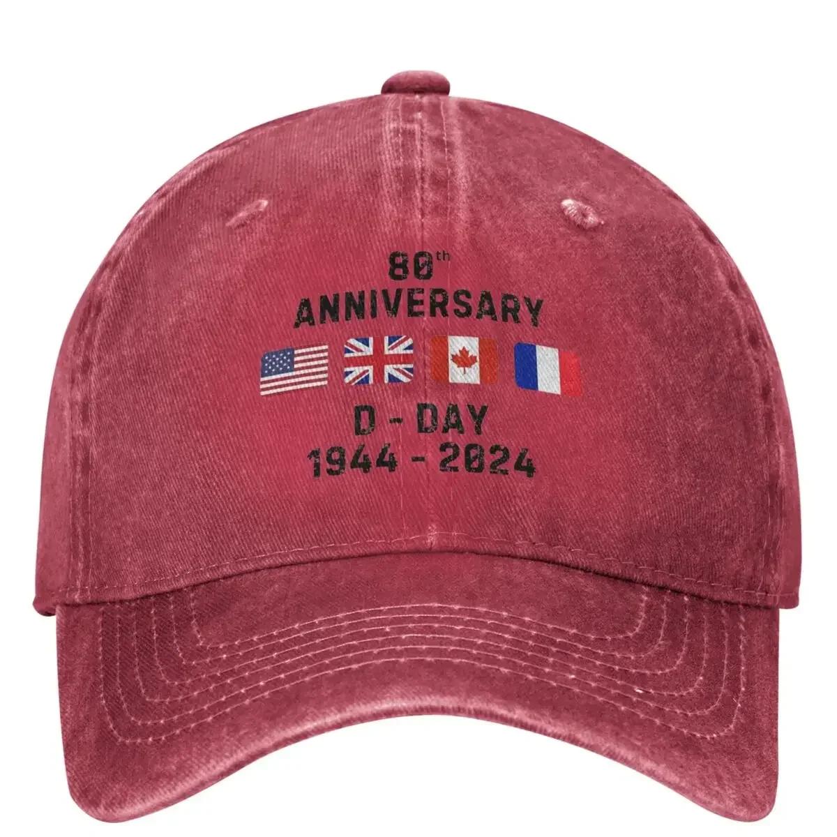 1944 D-Day 2024 80th Anniversary Normandy Casual Baseball Cap Flag Trucker Hat Snapback Cap Couple Women Fitted Baseball Caps One Size