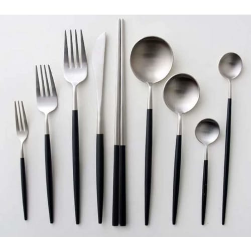 cesa beams Cutlery Set, Stylish Gold Cutlery, Nordic, Camping, Cutipol-inspired, 5-piece Set x 2, Includes Spoon, Fork, Knife, Teaspoon, Cake Fork, Ch