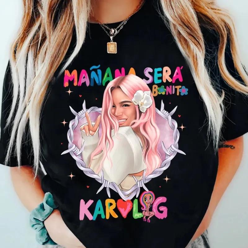 Summer Karol G Bichota O-Neck Cotton T Shirt Men Women Casual Kawaii Short Sleeve Tees Tops Streetwear Oversized Y2k Top Ropa