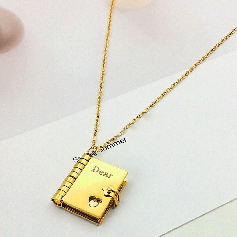 Gold Color Book Necklace Openable Chapter Book Necklace  Jewelry Accessories