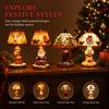 Premium Resin Christmas Resin Craft Light Hand-Painted Details Warm Soft LED Santa Reindeer Table Lamp Warm Light