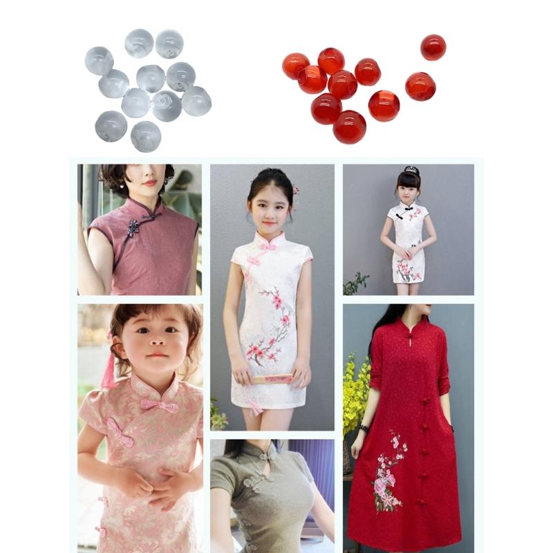 Set of 10 Jade Bead Buttons for Traditional Costume Cheongsam Closure Button Decor Accessories Bead Buttons DIY Supplies