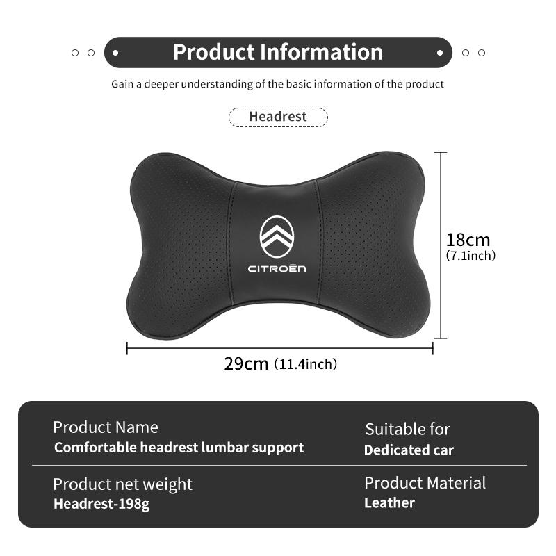 Car Seat Back Head Neck Pillow Cushion Headrest Lumbar Support For Citroen C4 C3 C5 C1 C2 C6 VTS C4L DS3 DS4 DS5 Grand Berlingo