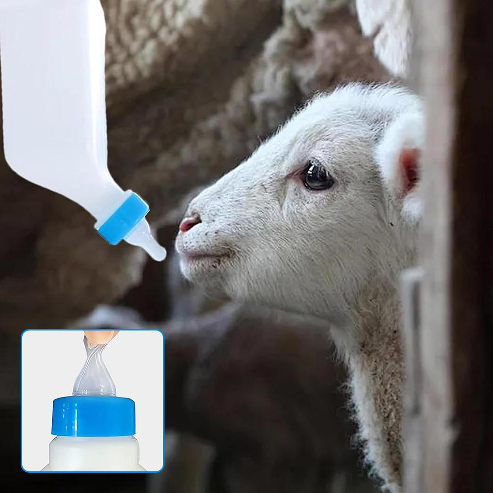 Biberon per Latte di Capra con Tettarella, Biberon Portatile per Vitelli, Biberon Appendibile Sottosopra per Bestiame 500/800ml