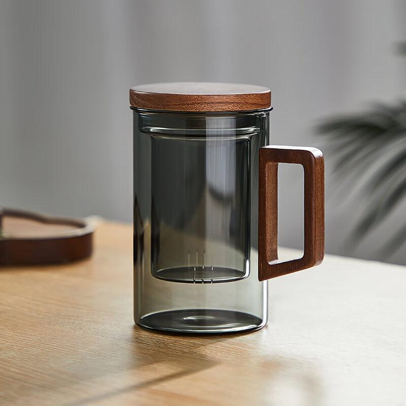 Mingguang Tea Cup with Tea Infuser, Glass Water Cup for Men, Office Glass High Borosilicate Green Tea Cup