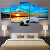 Landscape Poster Sunrise Seavie 5 Pieces Canvas Art Painting Living Room Wall Picture Bedroom Modular Mural Home Decoration