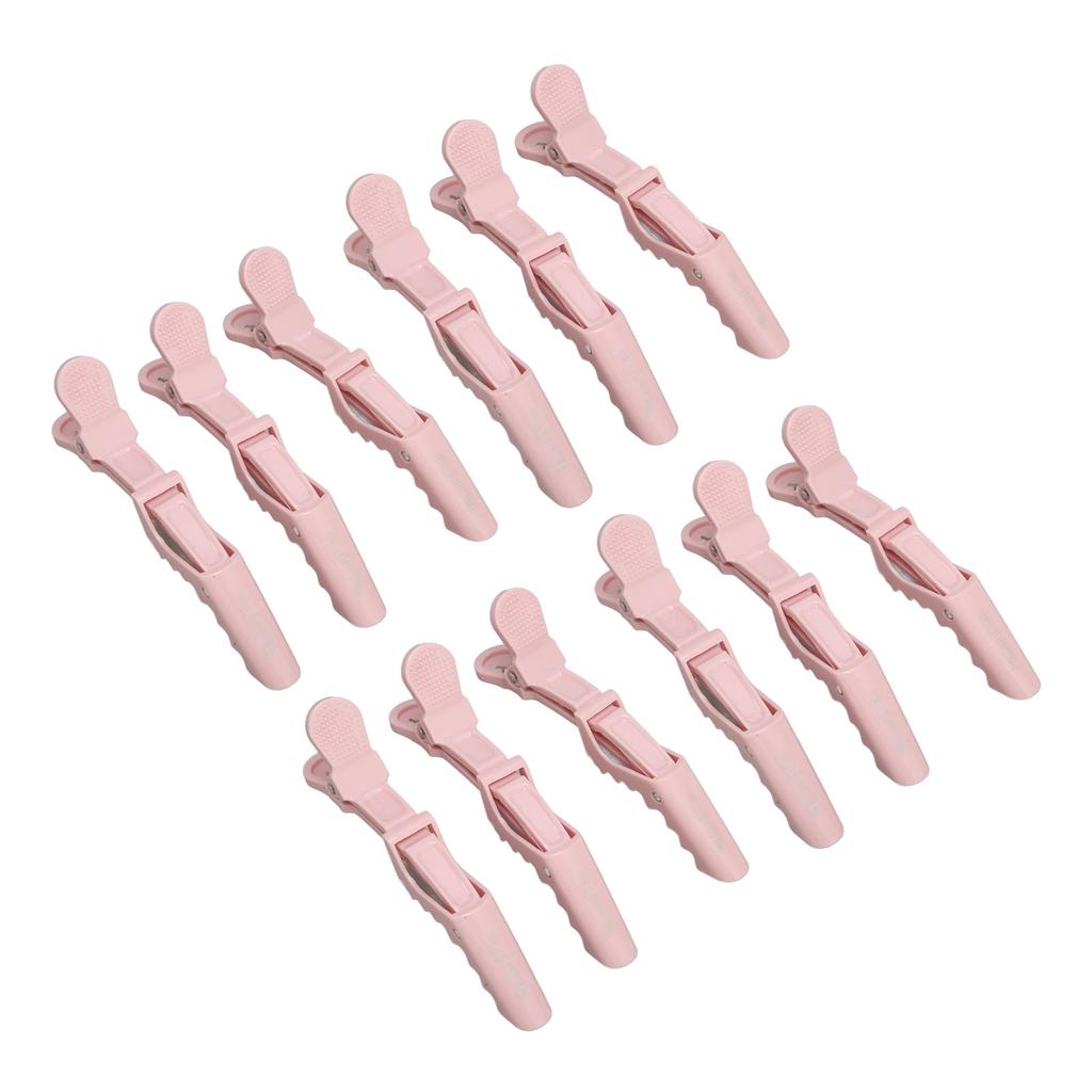 12pcs Hair Clips Pink Rebound Spring Portable Design Electroplating ABS Hair Sectioning Clips for Salon Household