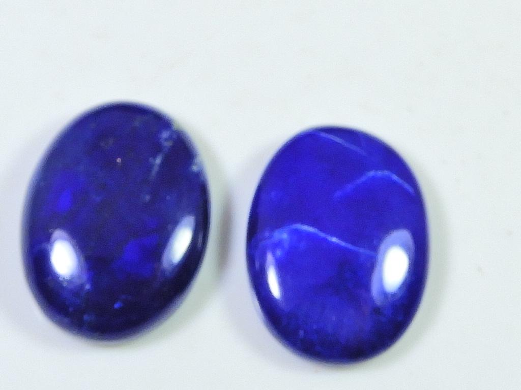

34Cts. Natural Lapis Lazuli Oval Cabochon Loose Gemstone 2Pcs Lot 16X21MM RQ-1843