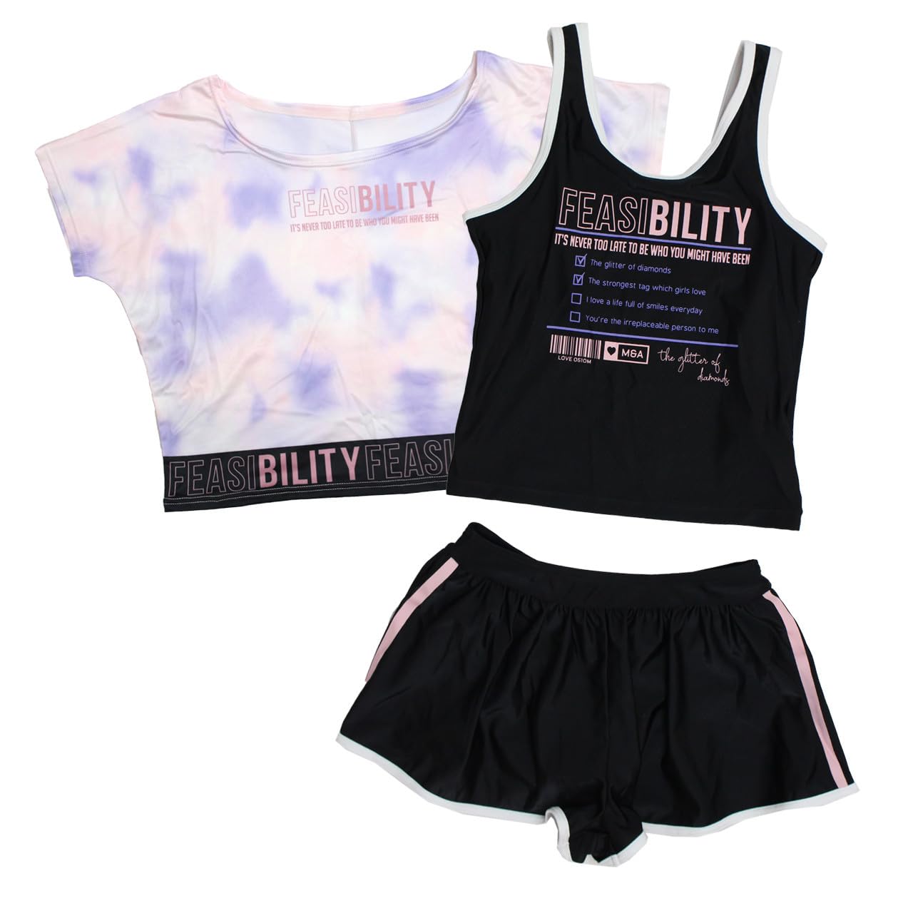 

Swimsuit for Separate 160cm [Happy] Girls, Children, Swimsuit, Cover-up Shirt, Culottes, 3-Piece Set, 865200, Pink, розовый