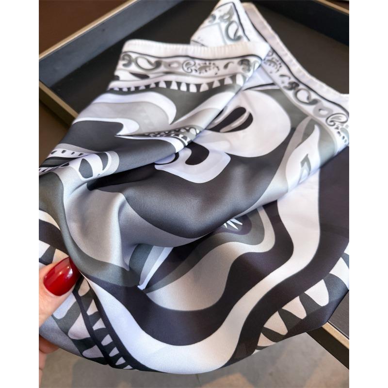 Women S Geometric Abstract Printed Silk Like Square Scarf For Sun Protection