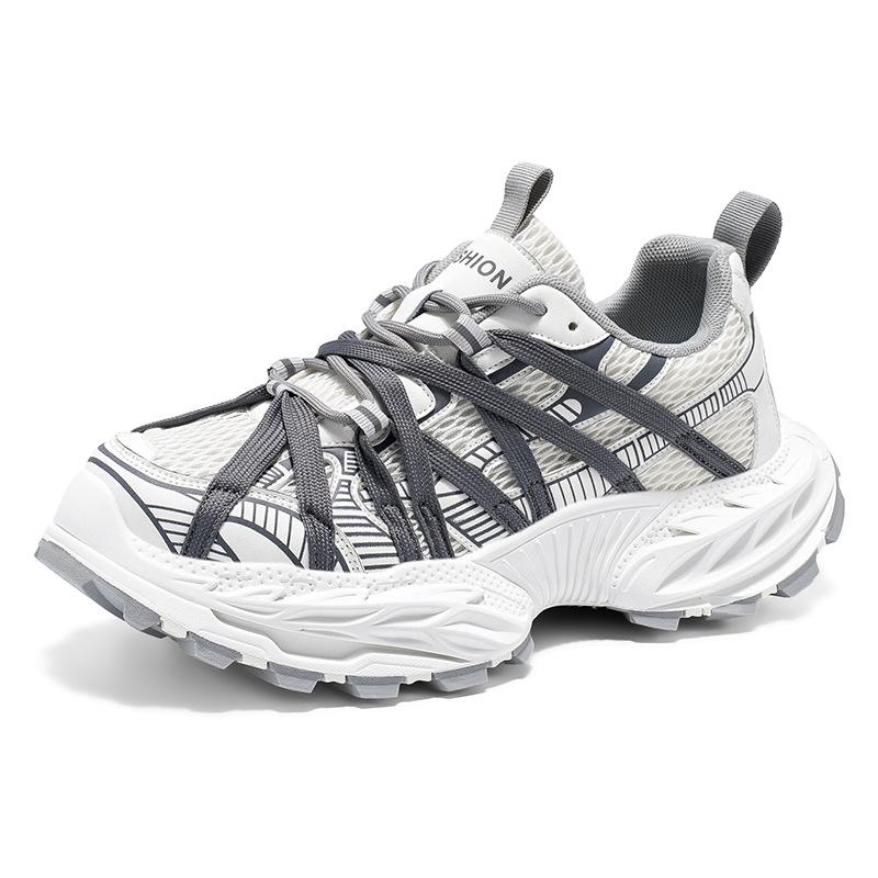 

Весенне-осенние сетчатые дышащие кроссовки на толстой подошве с ремешком, папины кроссовки, мужские новые трендовые повседневные спортивные мужские туфли на толстой подошве с увеличением роста 39