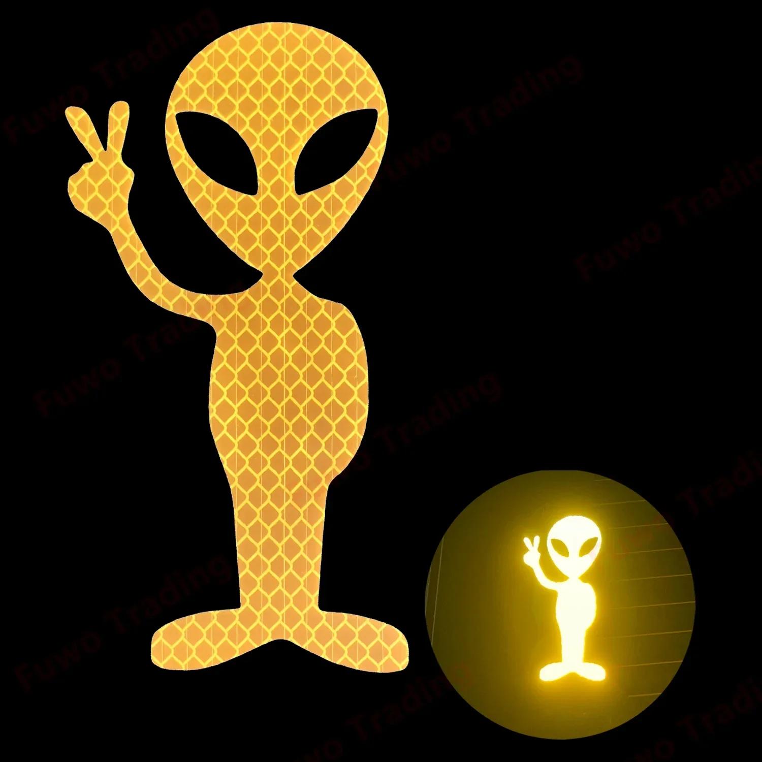 

Car Decoration Sticker Alien Peace Strong Reflective Lattice Type Luminous Reminder Stickers Dazzling Cool Shiny Reminder Travel жёлтый