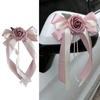 Set of 8 Nuptial Car Adornment with Ribbons Beautiful Silk Bowknot Auto Glasses Adornment for Matrimonial Ceremony