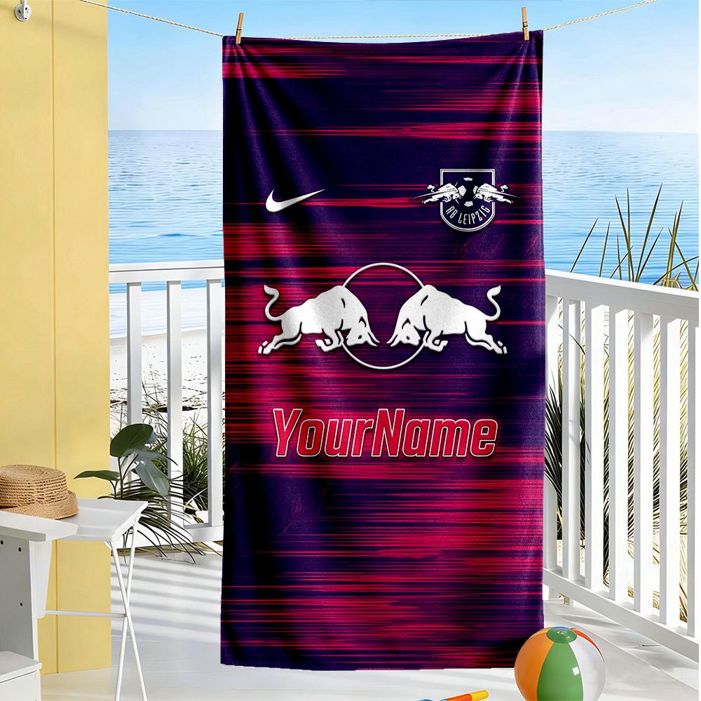 Rb Leipzig Personalized Text Beach Towel Quickdry Soft Microfiber Suitable For Sports Travel Swimming Yoga Bathroom Beach And Pool