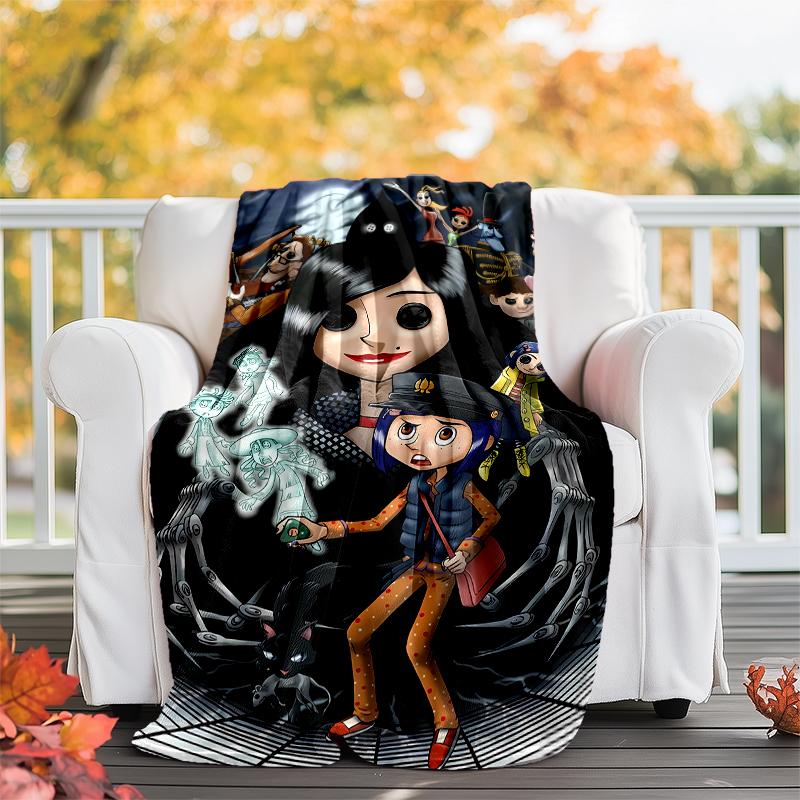 Coraline Theme Printed Blanket - Perfect for Couch, Bed, Travel & Outdoor Use | Machine Washable, Cozy & Durable.