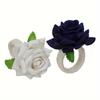 1Set (6Pcs) Champagne Rose Napkin Rings - Ideal for Valentine’s Day, Hotels, Western Restaurants, Weddings & Dinners