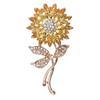 Korean Style High-End Sunflower Rhinestone Brooch Corsage - Fashionable and Hot Selling