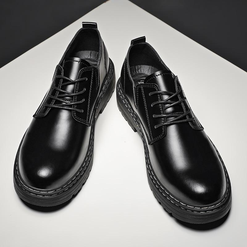 

Модные новые ботинки высокого класса в британском стиле, удобные в носке, повседневные кожаные туфли, мужские на толстой подошве, уличные водонепроницаемые рабочие кожаные туфли 45 чёрный