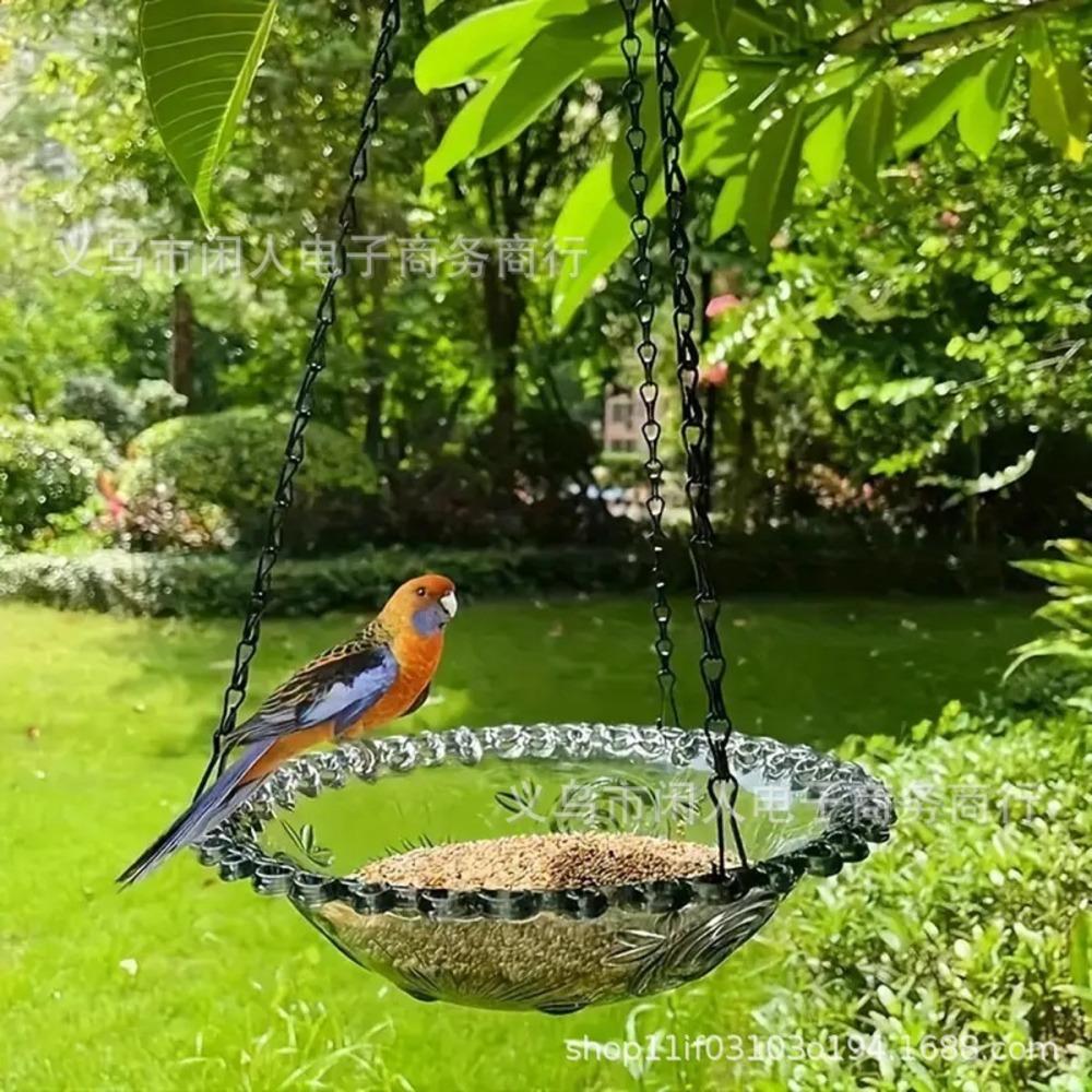 Hanging Bird Feeder Bird Bath Garden Decoration Hummingbird Balcony Single Double Layer Solar Fountain Blue Purple Pink Gray