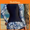 Polyester Spliced Womens Swimwear With Long Sleeve Floral Print For Surfing And Water Sports