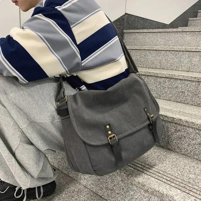 Crossbody Bags Canvas Large Capacity Mens Casual Handbags Vintage Shoulder Messenger Bag Leisure Student Satchel Package bolsos