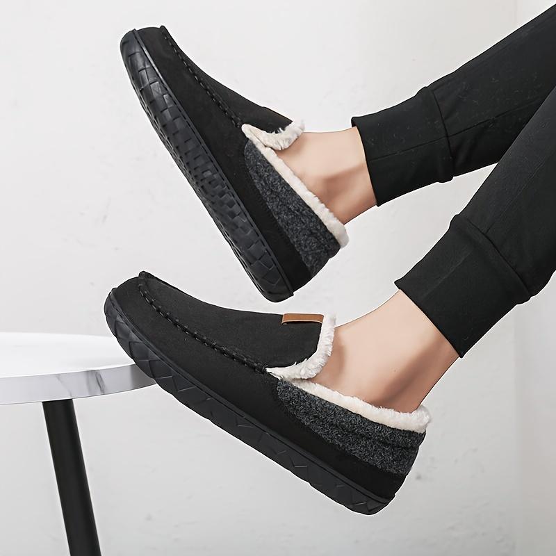 Herren Verdickte Hausschuhe, Vintage Lässige Mode, Weiche Sohle, Runde Zehenpartie, EVA-Sohle, Obermaterial und Innenfutter aus Stoff, für den täglichen lässigen Wintergebrauch