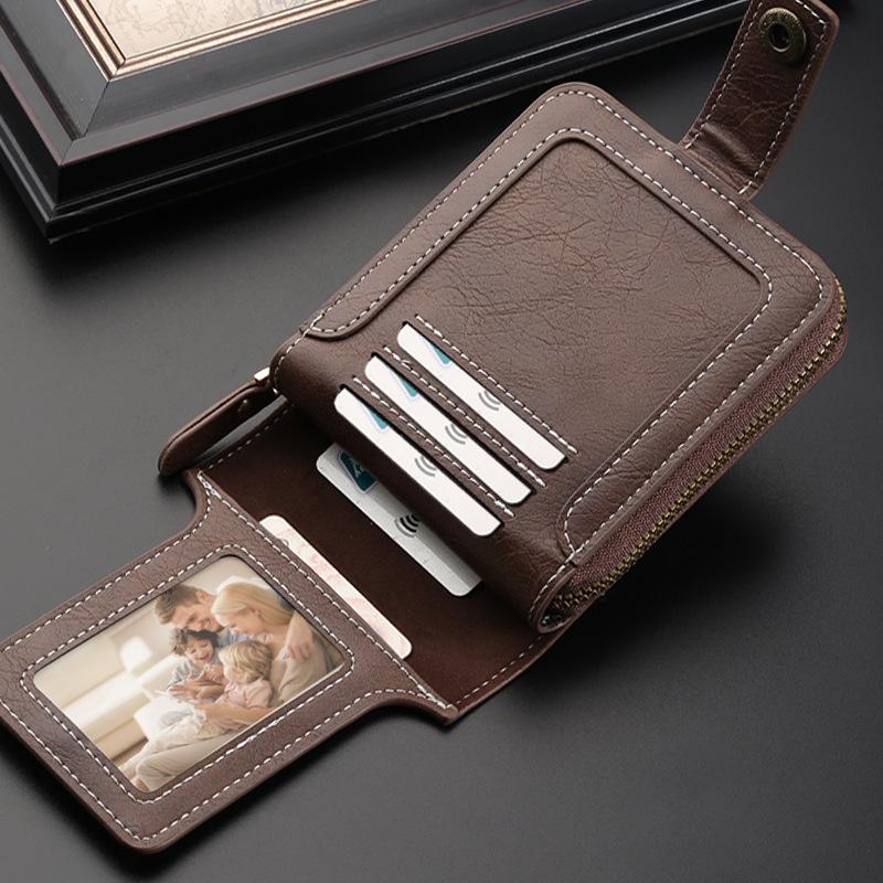 Men's Retro Simple Multi-Card Slot Polyester Zipper Wallet