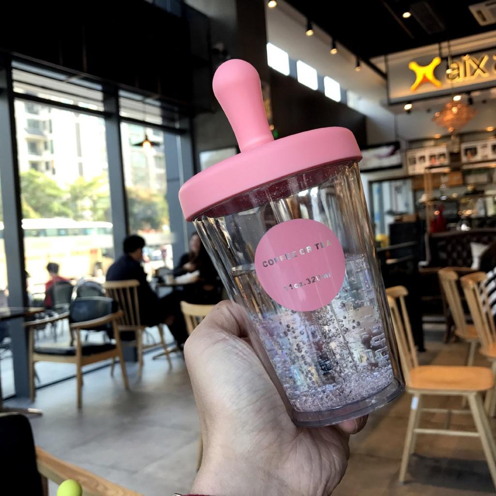 Water Bottle, Creative Summer Ins-style Student Double-layer Plastic Straw, Water Cup, Juice Cup, Cold Brew Cup, Eco-friendly Gift