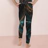 Girls Red Black Abstract Printed Full Length Stretch Waist Yoga Leggings
