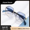Polygon Round Frame Oversized Grey Sunglasses – Unisex Punk Party Street Style