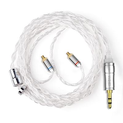 Mmcx Pure Silver Cable Earphone Upgrade Cable Earphone Replacement Cable Compatible with [KBEAR 4904] 3.5mm Re-cable 4-pole 4-core 99.99% 3.5mm