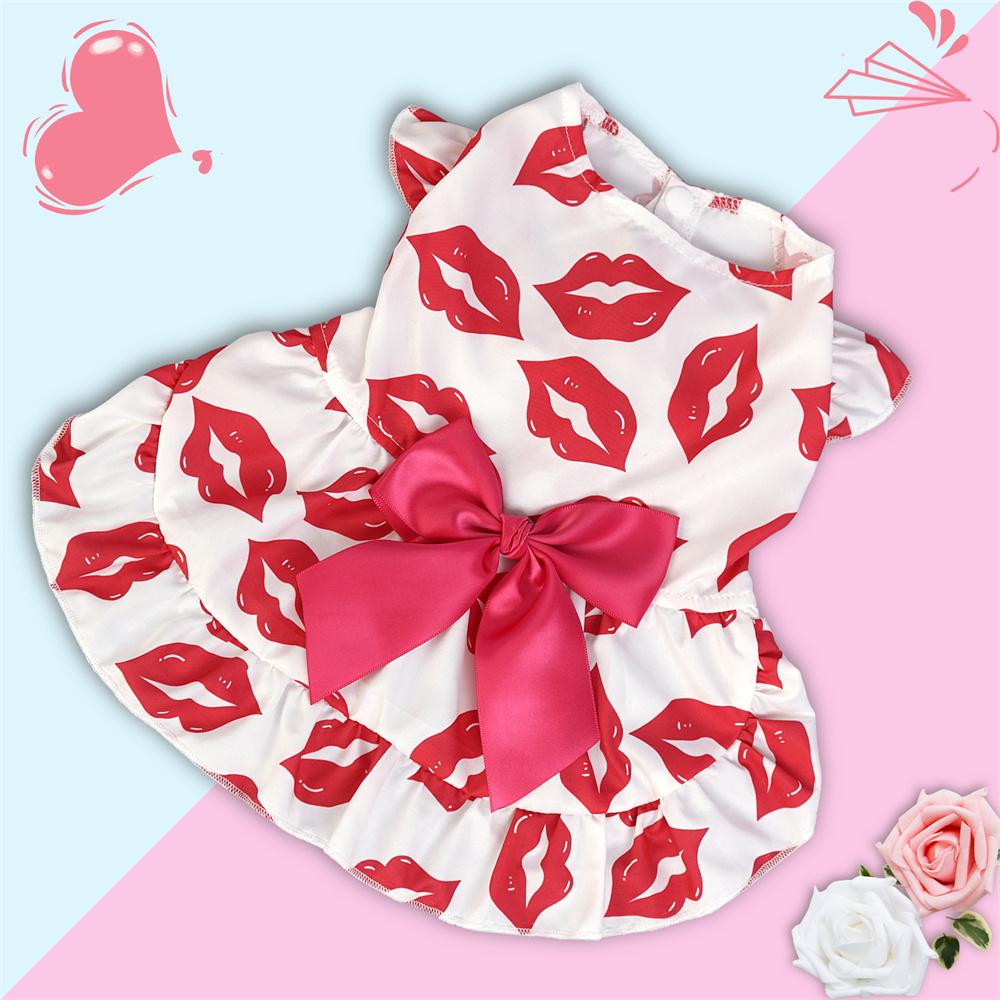 Valentine's Day Puppy Dog Cat Dress Lovely Female Pet Weeding Dresses for Small Dogs Pomeranian Schnauzer Skirt Mascotas Clothes