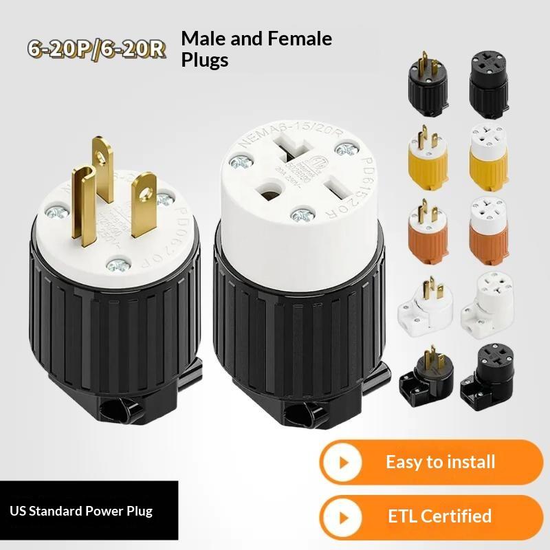1Pcs America Nema L6-15P 6-15R Us Wire Industry Extension Power Connector L5-15P 5-20P 6-20P Assembly Locked Plug Socket 15A 20A