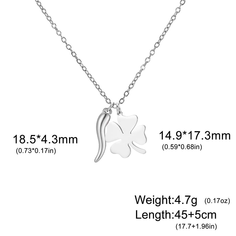 

Cazador Italian Horn Four-Leaf Clover Red Pendant Necklace Stainless Steel Gold Color Lucky Necklaces Jewelry Mother s Day Gift