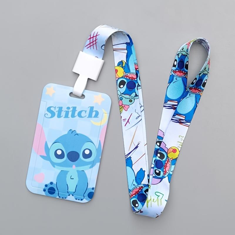 Disney Porta-Cartões e Alça de Identificação Stitch - Poliéster Resistente a Arranhões Perfeito para Crachás Escolares, Ônibus, Cartões de Jantar, Presentes de Aniversário